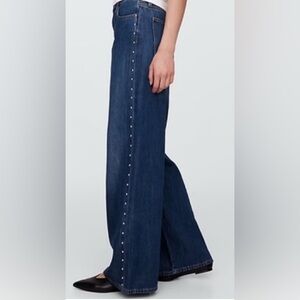 Gap High Rise SuperSoft Studded Wide-Leg Jeans - Dark Blue: Size 27 (4) Short